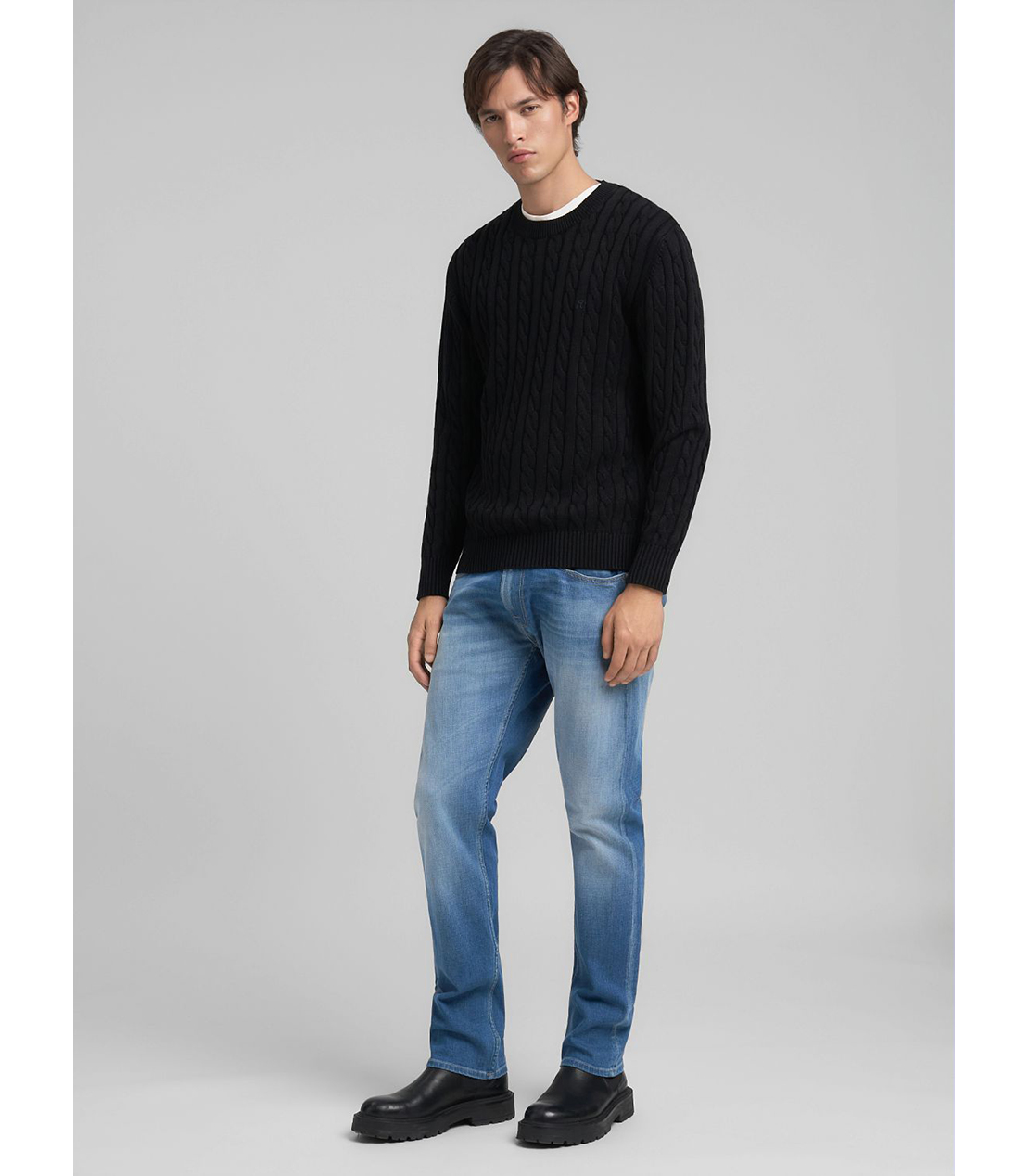 ケーブル編みコットンプルオーバー 詳細画像 ブラック 4